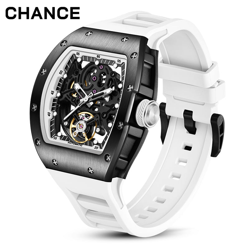 Tonneau Skeleton Watch | Men's Automatic Self-Winding, Barrel Case, 42mm