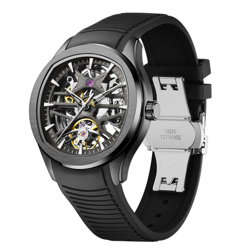 Men's Skeleton Automatic Mechanical Watch – Business Casual, Silicone Strap, 30m | Aorawa Time JC-9-204G-5