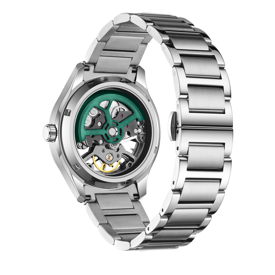 Men's Skeleton Automatic Mechanical Watch – Business Casual, Silicone Strap, 30m | Aorawa Time JC-9-204G-5