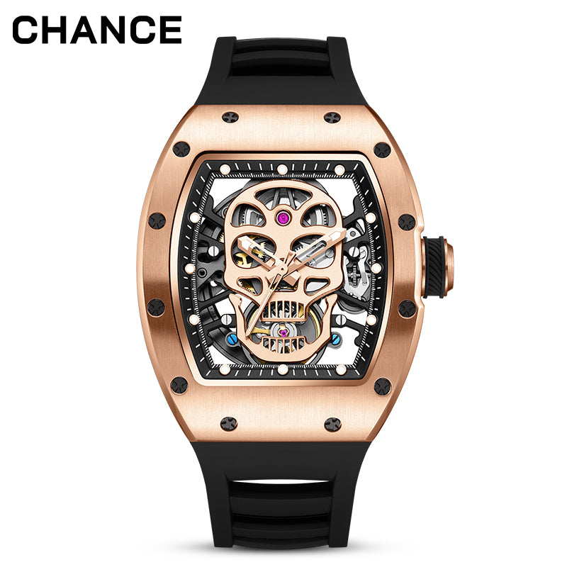 Men's Automatic Mechanical Watch – Skull Skeleton Dial, Luminous, 42mm | Aorawa Time