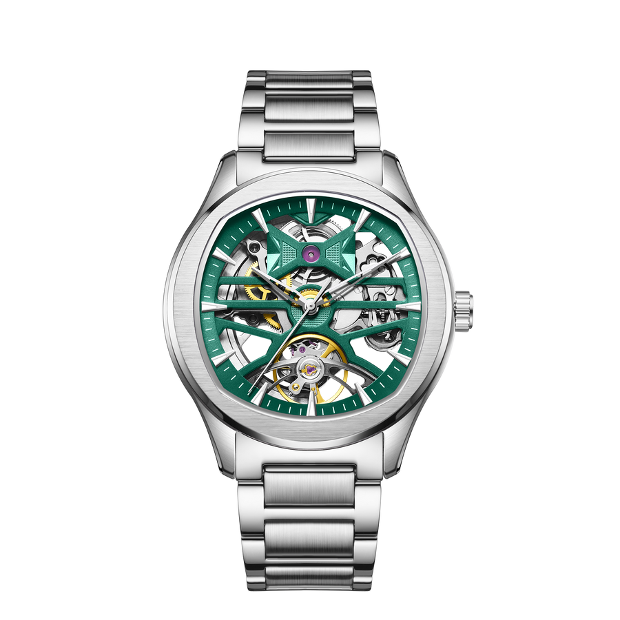 Men's Skeleton Automatic Mechanical Watch – Business Casual, Silicone Strap, 30m | Aorawa Time JC-9-204G-5