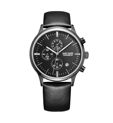 Men's Leather Strap Watch – 8 Color Combos, Black & Brown Band | Aorawa Time ML2011G