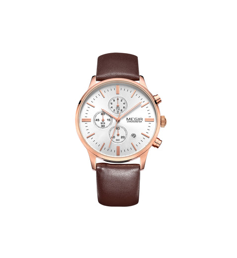 Men's Leather Strap Watch – 8 Color Combos, Black & Brown Band | Aorawa Time ML2011G