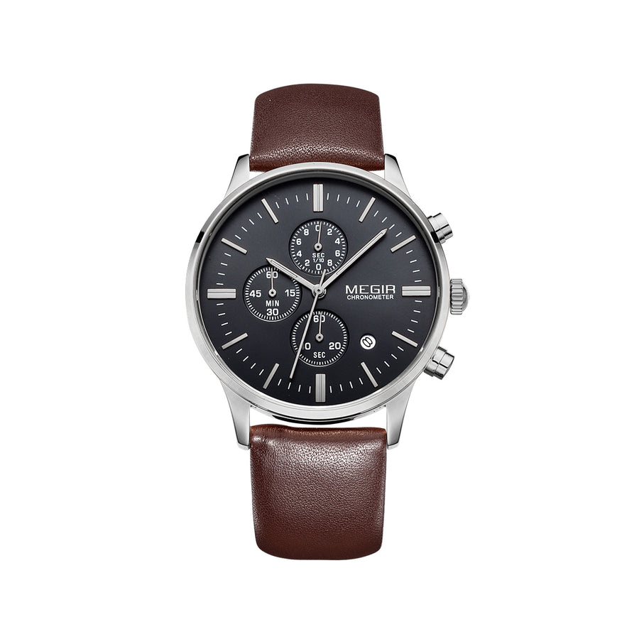 Men's Leather Strap Watch – 8 Color Combos, Black & Brown Band | Aorawa Time ML2011G