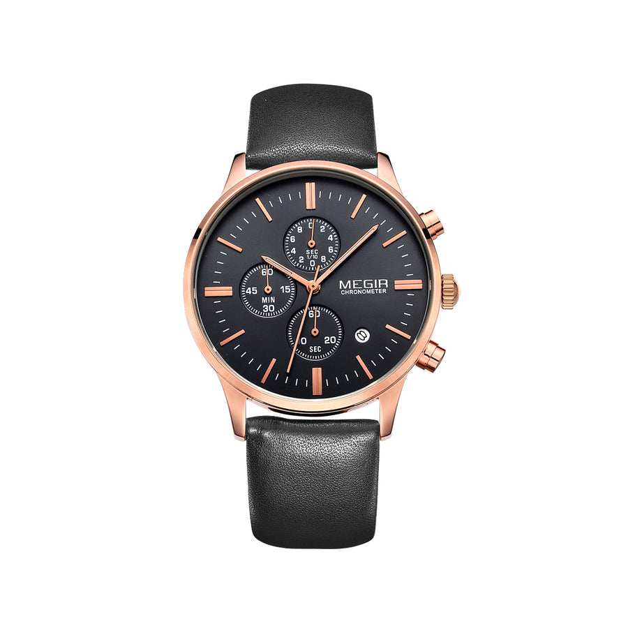 Men's Leather Strap Watch – 8 Color Combos, Black & Brown Band | Aorawa Time ML2011G