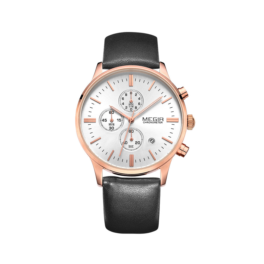 Men's Leather Strap Watch – 8 Color Combos, Black & Brown Band | Aorawa Time ML2011G