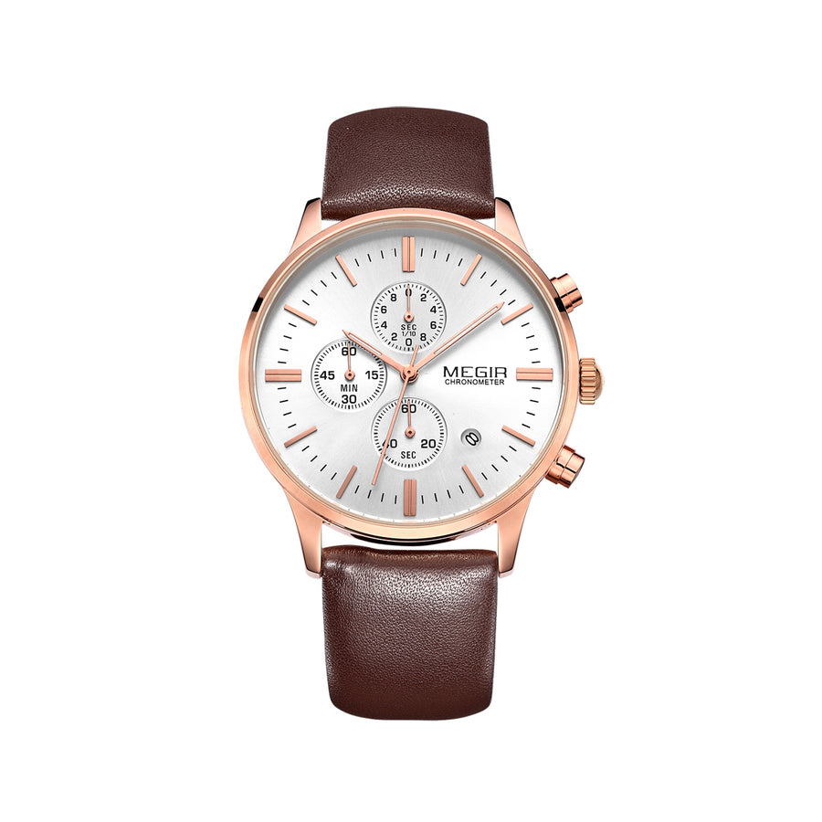 Men's Leather Strap Watch – 8 Color Combos, Black & Brown Band | Aorawa Time ML2011G