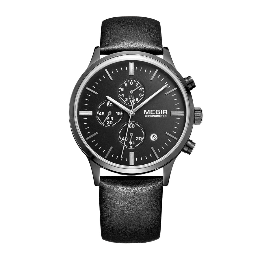 Men's Leather Strap Watch – 8 Color Combos, Black & Brown Band | Aorawa Time ML2011G