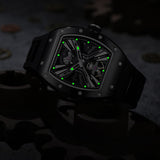 Chance Men's Mechanical Watch - Transparent Skeleton Dial, Luminous Hands, Anti Magnetic, 42mm Oval Stainless Steel Business Style-JC-9-190G-4