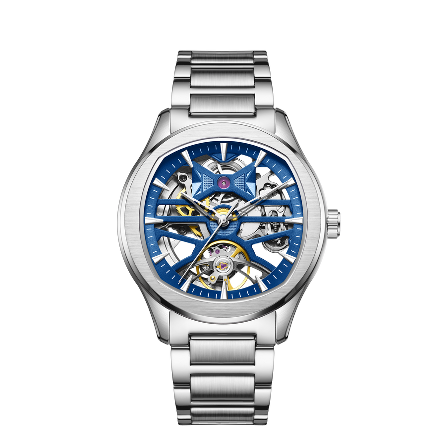 Men's Skeleton Automatic Mechanical Watch – Business Casual, Silicone Strap, 30m | Aorawa Time JC-9-204G-5