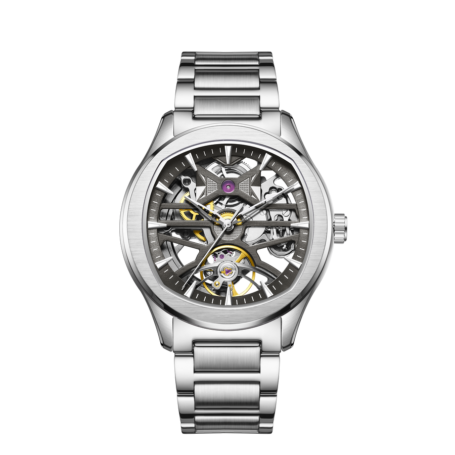 Men's Skeleton Automatic Mechanical Watch – Business Casual, Silicone Strap, 30m | Aorawa Time JC-9-204G-5