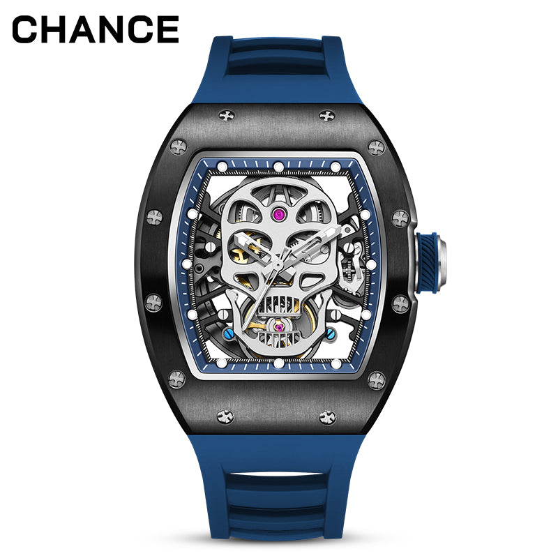 Men's Automatic Mechanical Watch – Skull Skeleton Dial, Luminous, 42mm | Aorawa Time