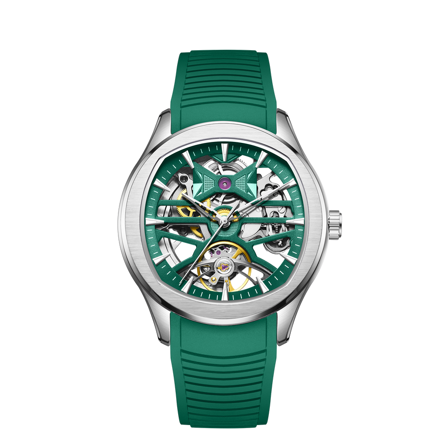 Men's Skeleton Automatic Mechanical Watch – Business Casual, Silicone Strap, 30m | Aorawa Time JC-9-204G-5
