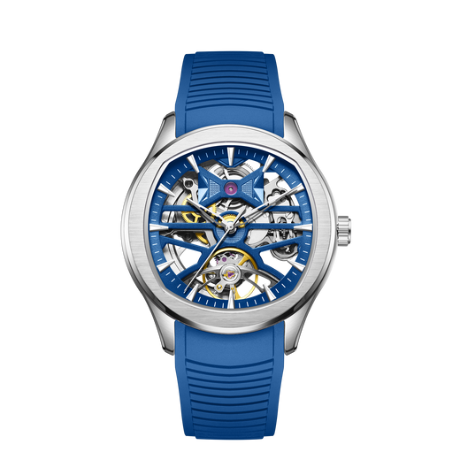 Men's Skeleton Automatic Mechanical Watch – Business Casual, Silicone Strap, 30m | Aorawa Time JC-9-204G-5