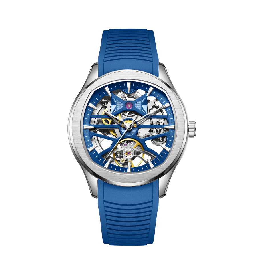 Men's Skeleton Automatic Mechanical Watch – Business Casual, Silicone Strap, 30m | Aorawa Time JC-9-204G-5
