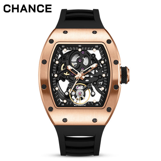 Tonneau Skeleton Watch | Men's Automatic Self-Winding, Barrel Case, 42mm