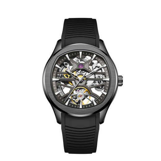 Men's Skeleton Automatic Mechanical Watch – Business Casual, Silicone Strap, 30m | Aorawa Time JC-9-204G-5