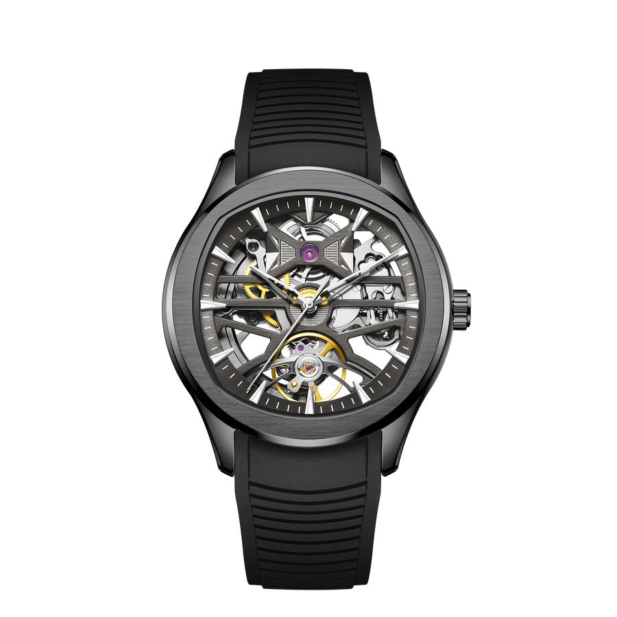 Men's Skeleton Automatic Mechanical Watch – Business Casual, Silicone Strap, 30m | Aorawa Time JC-9-204G-5