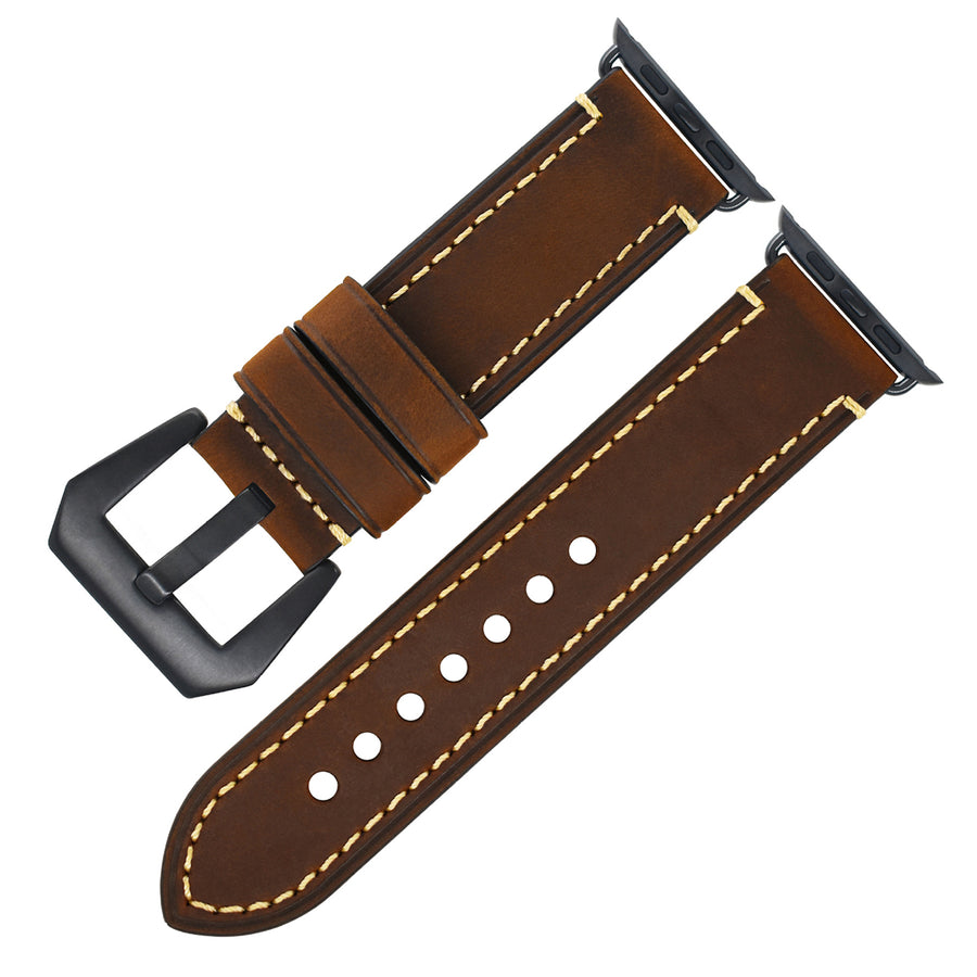 Vintage Leather Apple Watch Band – 8 Colors, Silver & Black Buckle | Compatible with Series 1–10 & Ultra | Aorawa Time