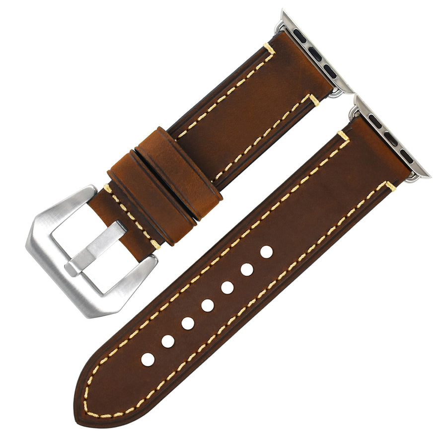 Vintage Leather Apple Watch Band – 8 Colors, Silver & Black Buckle | Compatible with Series 1–10 & Ultra | Aorawa Time