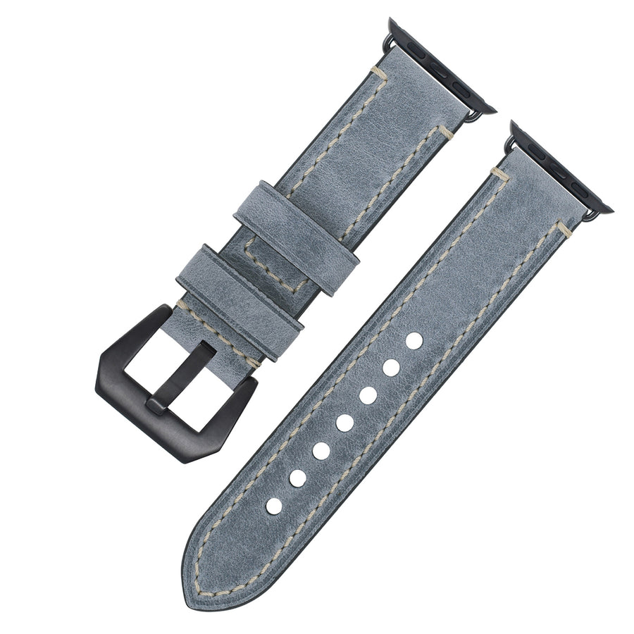 Vintage Leather Apple Watch Band – 8 Colors, Silver & Black Buckle | Compatible with Series 1–10 & Ultra | Aorawa Time