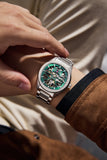 Men's Skeleton Automatic Mechanical Watch – Business Casual, Silicone Strap, 30m | Aorawa Time JC-9-204G-5