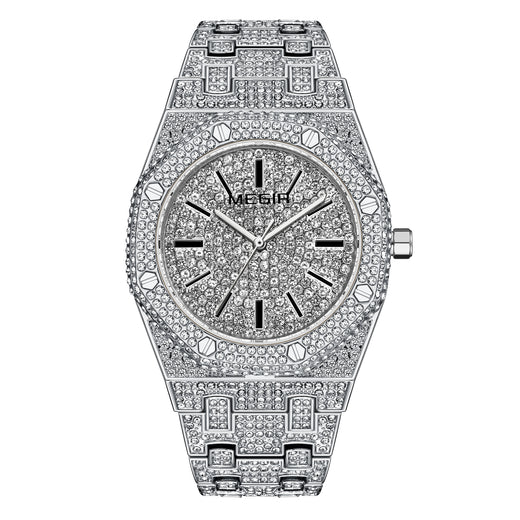 Men's Full Diamond Octagonal Luxury Watch – Iced Out Gold & Silver | Aorawa Time MS1091G