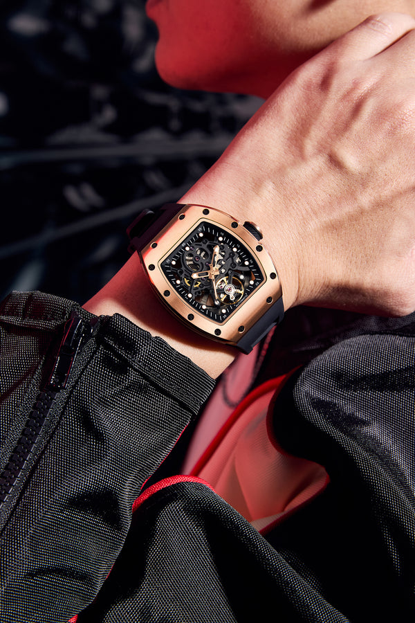Luxury Tonneau Skeleton Automatic Watch for Men