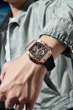 Luxury Business Skeleton Tonneau Watch for Men | Aorawa