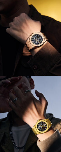 Men's Automatic Mechanical Watch – Skeleton Dial, 42mm Stainless Steel | Aorawa Time