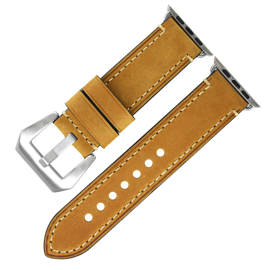 Vintage Leather Apple Watch Band – 8 Colors, Silver & Black Buckle | Compatible with Series 1–10 & Ultra | Aorawa Time