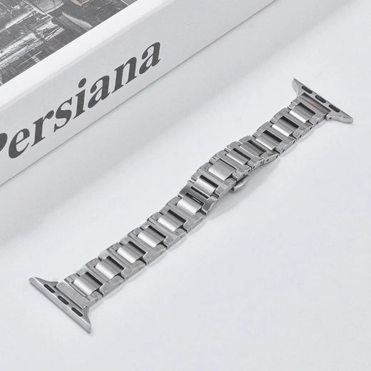 Stainless Steel Apple Watch Band — Classic Five-Bead Link Bracelet