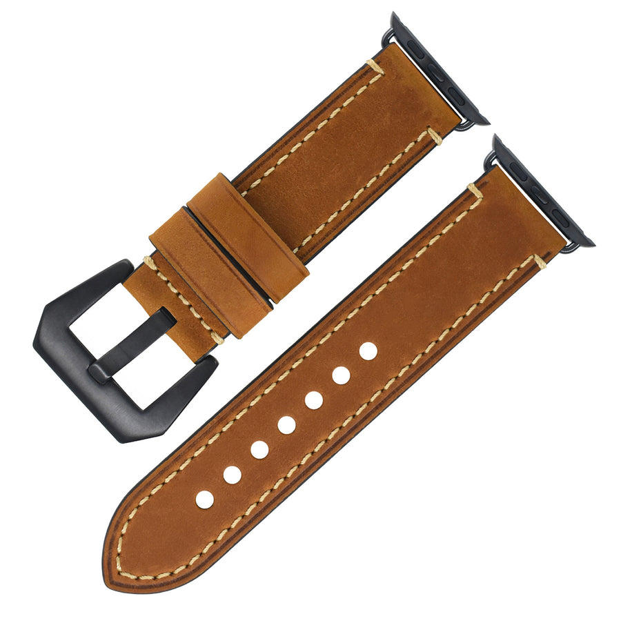 Vintage Leather Apple Watch Band – 8 Colors, Silver & Black Buckle | Compatible with Series 1–10 & Ultra | Aorawa Time