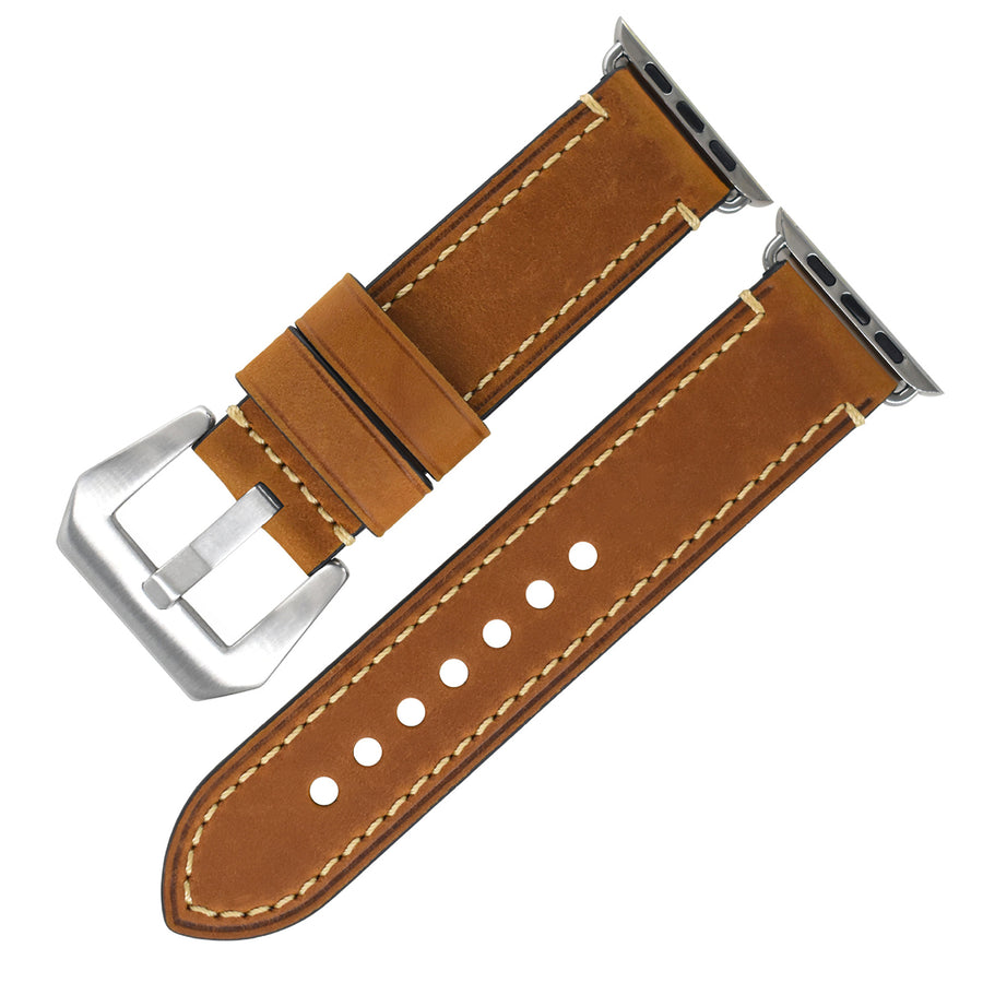 Vintage Leather Apple Watch Band – 8 Colors, Silver & Black Buckle | Compatible with Series 1–10 & Ultra | Aorawa Time