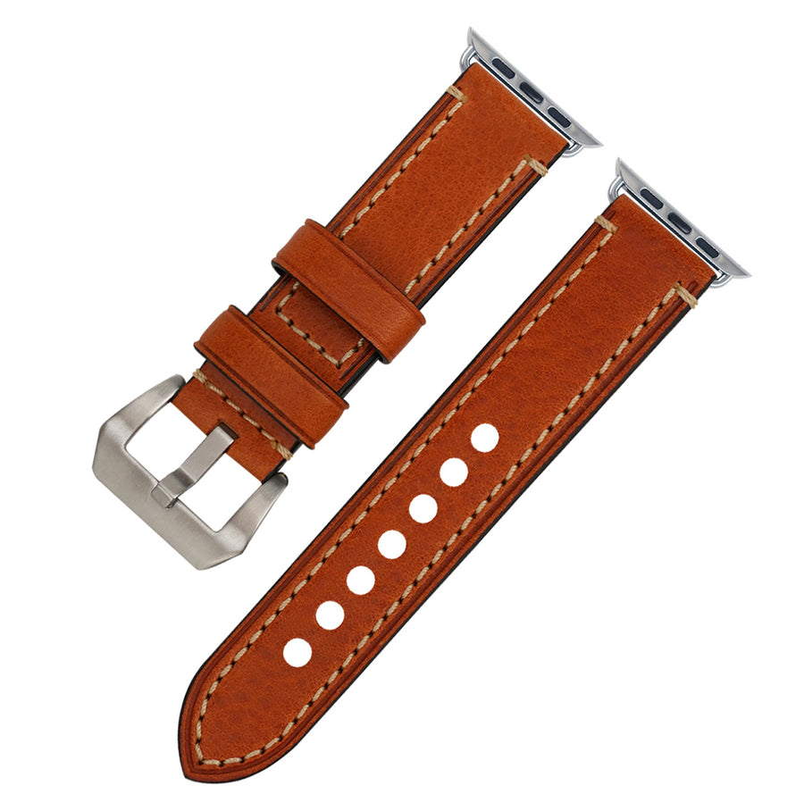 Vintage Leather Apple Watch Band – 8 Colors, Silver & Black Buckle | Compatible with Series 1–10 & Ultra | Aorawa Time